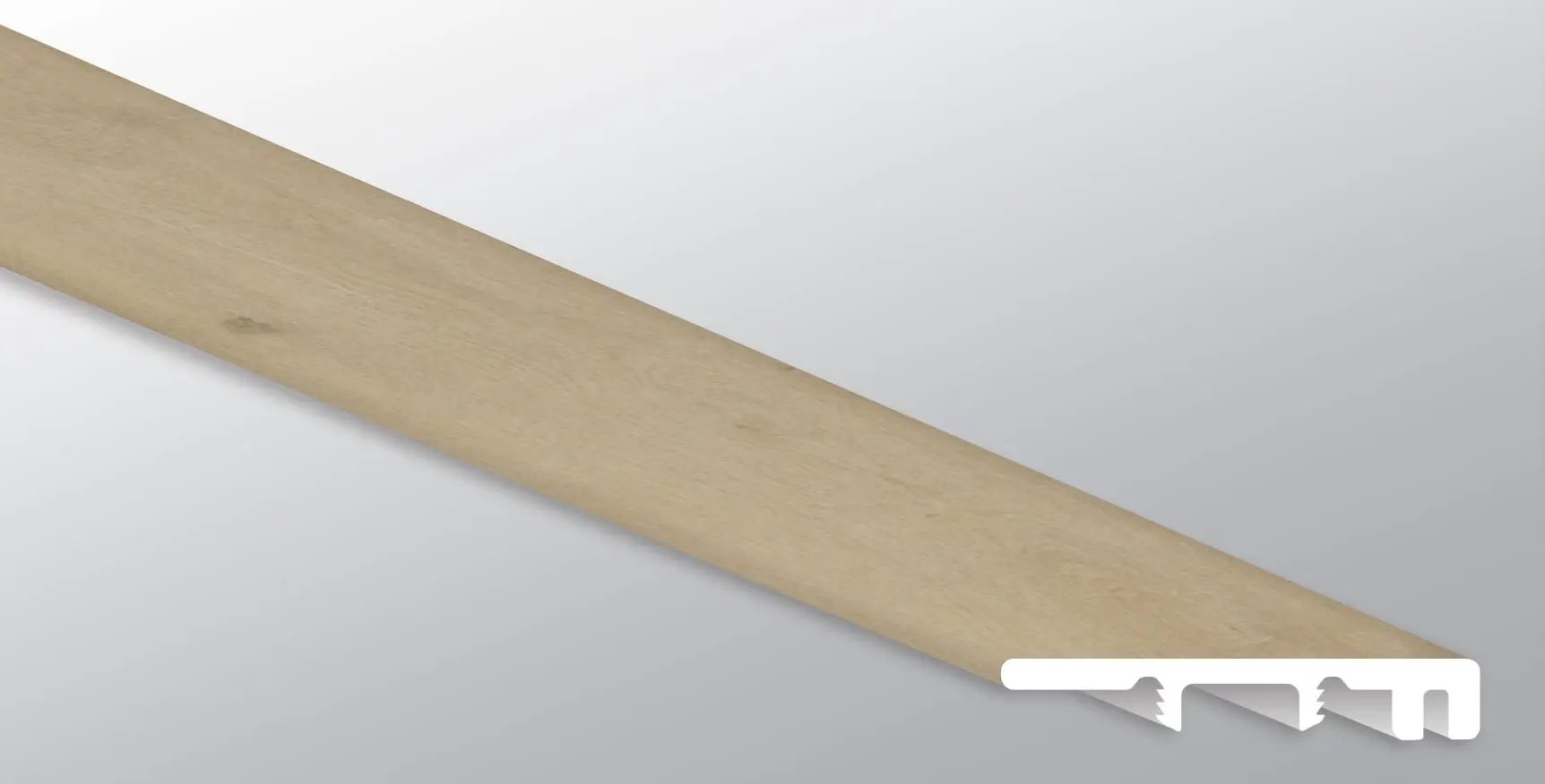 Ashton 2.0 Benton Blonde Semi Gloss End Cap Wood Look Lvt Moldings 1.5x0.25 close up
