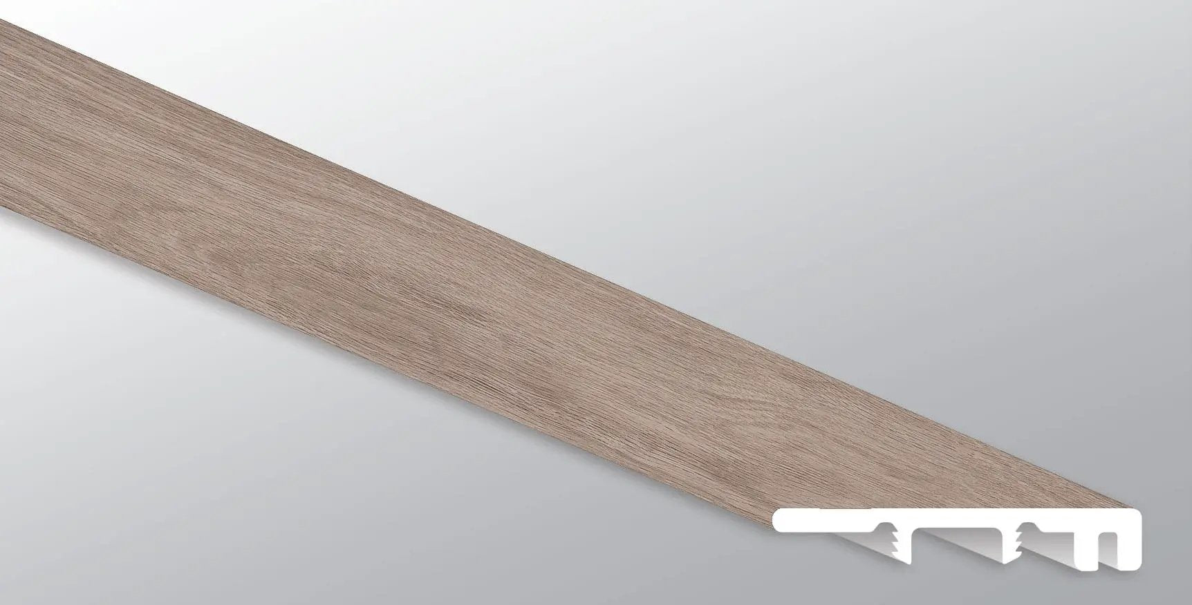 Glenridge Bleached Elm Semi Gloss End Cap Wood Look Lvt Moldings 1.5x0.25 close up