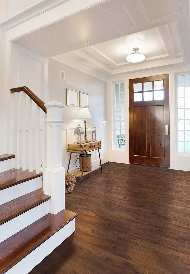 Cyrus Braly Semi Gloss Flush Stair Nose End Cap Wood Look Lvt Moldings 2.75x0.75 in a finished room