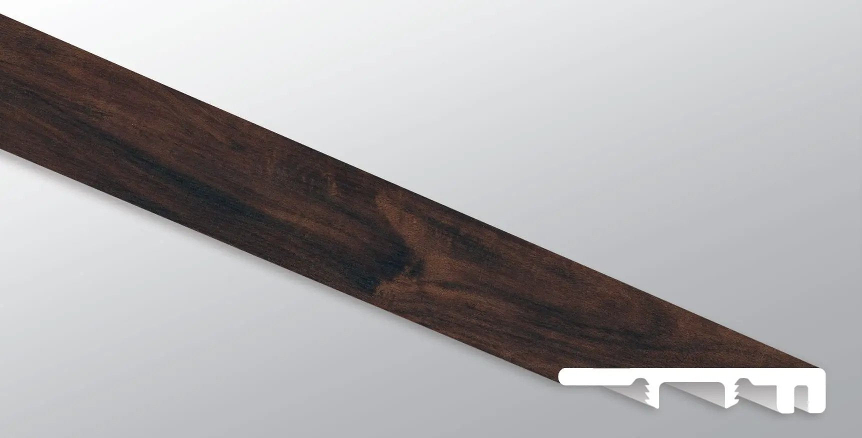 Glenridge Burnished Acacia Semi Gloss End Cap Wood Look Lvt Moldings 1.5x0.25 close up