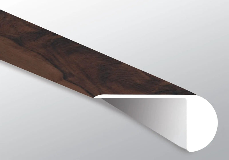 Glenridge Burnished Acacia Semi Gloss Overlap Stair Nose Wood Look Lvt Moldings 2.23x1.03 close up