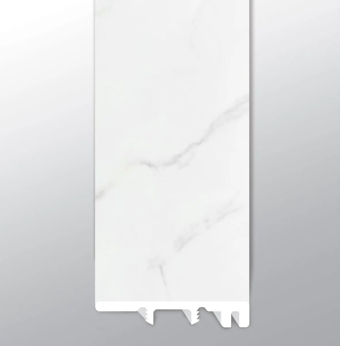 Trecento Calacatta Marbello Semi Gloss End Cap Lvt Moldings 1.5x0.25 close up