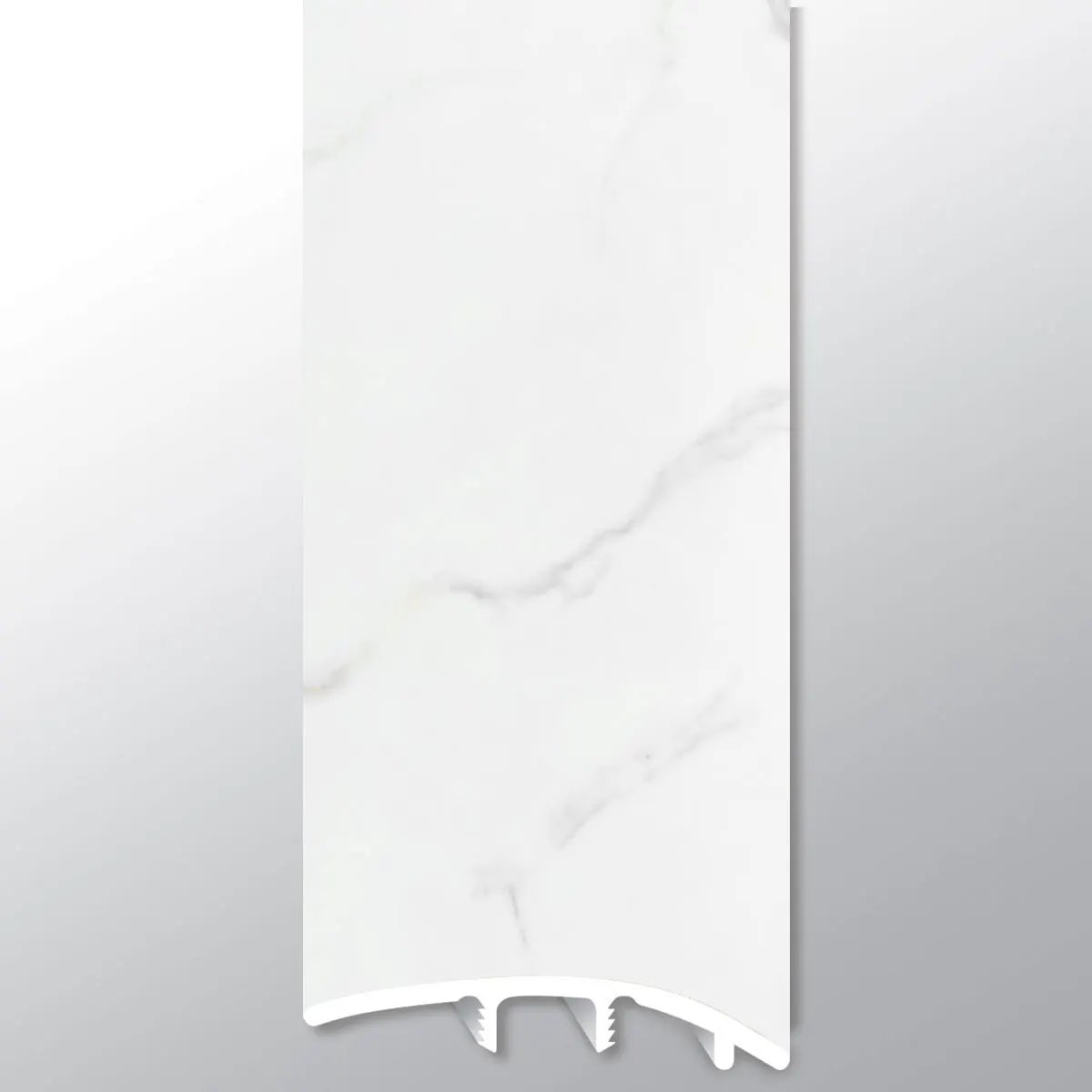 Trecento Calacatta Marbello Semi Gloss Stair Riser Lvt Moldings 1.77x0.345 close up