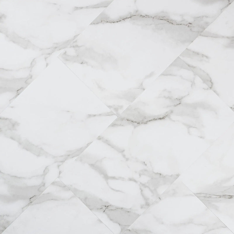 Trecento Calacatta Venosa Gold Semi Gloss Quarter Round Marble Look Lvt Moldings 0.64x0.75 angled view