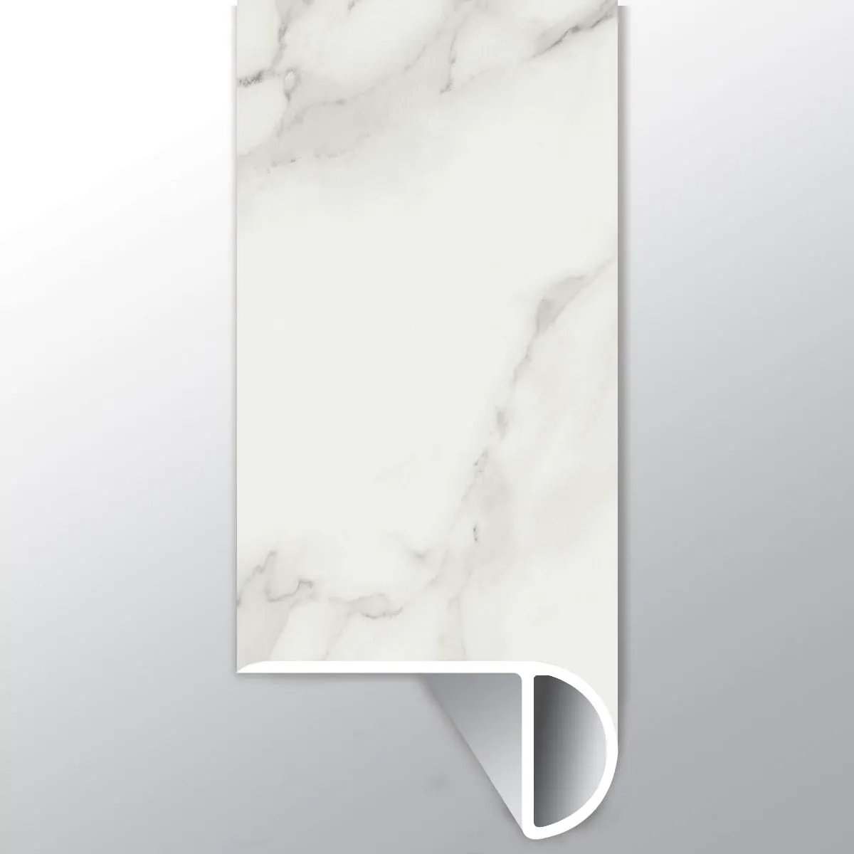 Trecento Calacatta Venosa Gold Semi Gloss Overlap Stair Nose Marble Look Lvt Moldings 2.23x1.03 close up