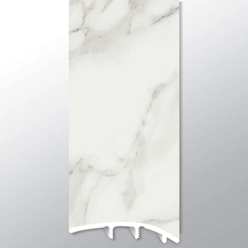 Trecento Calacatta Venosa Gold Semi Gloss Stair Riser Marble Look Lvt Moldings 1.5x0.25 close up