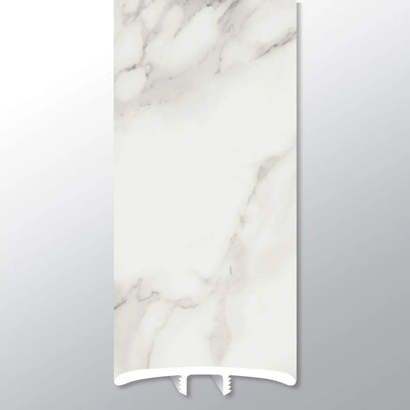 Trecento Calacatta Venosa Gold Semi Gloss T Molding Marble Look Lvt Moldings 1.77x0.28 close up