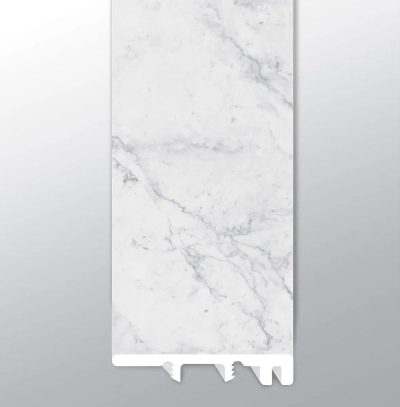 Trecento Carrara Avell Semi Gloss End Cap Marble Look Lvt Moldings 1.5x0.25 close up