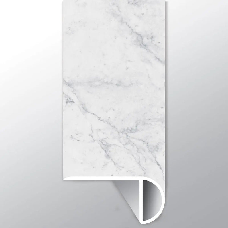 Trecento Carrara Avell Semi Gloss Overlap Stair Nose Marble Look Lvt Moldings 2.23x1.03 close up