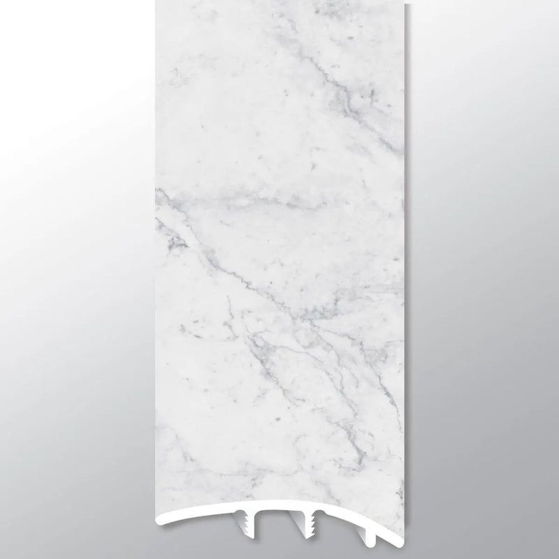 Trecento Carrara Avell Semi Gloss Stair Riser Marble Look Lvt Moldings 2.23x1.03 close up