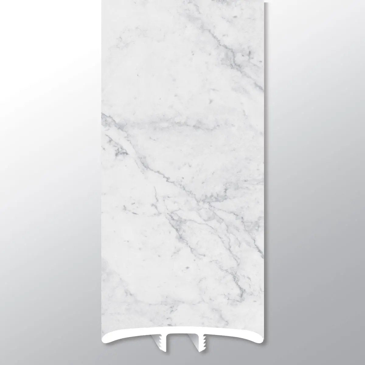 Trecento Carrara Avell Semi Gloss T Molding Marble Look Lvt Moldings 1.77x0.28 close up
