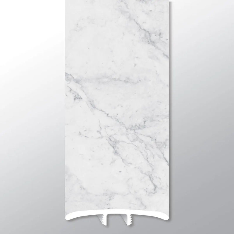 Trecento Carrara Avell Semi Gloss T Molding Marble Look Lvt Moldings 1.77x0.28 close up