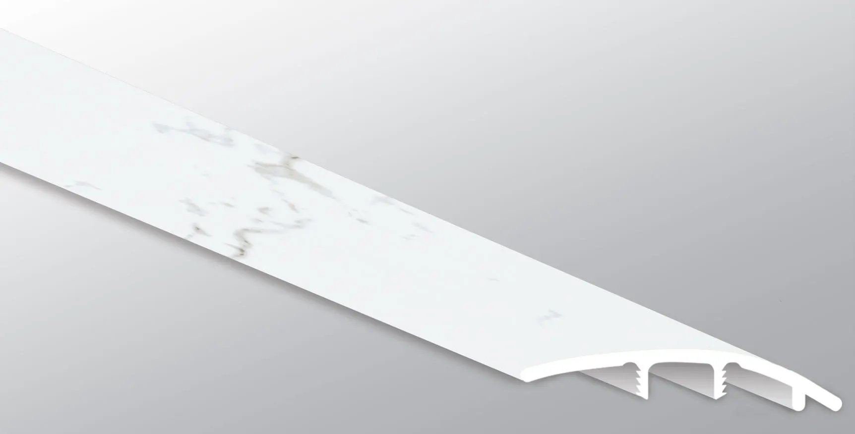 Trecento Calacatta Serra Semi Gloss Stair Riser Marble Look Lvt Moldings 2.23x1.03 close up