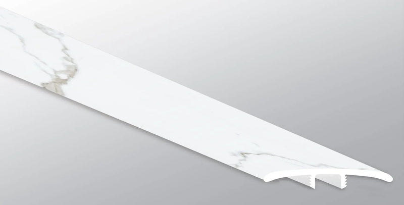 Trecento Calacatta Serra Semi Gloss T Molding Marble Look Lvt Moldings 1.77x0.28 close up