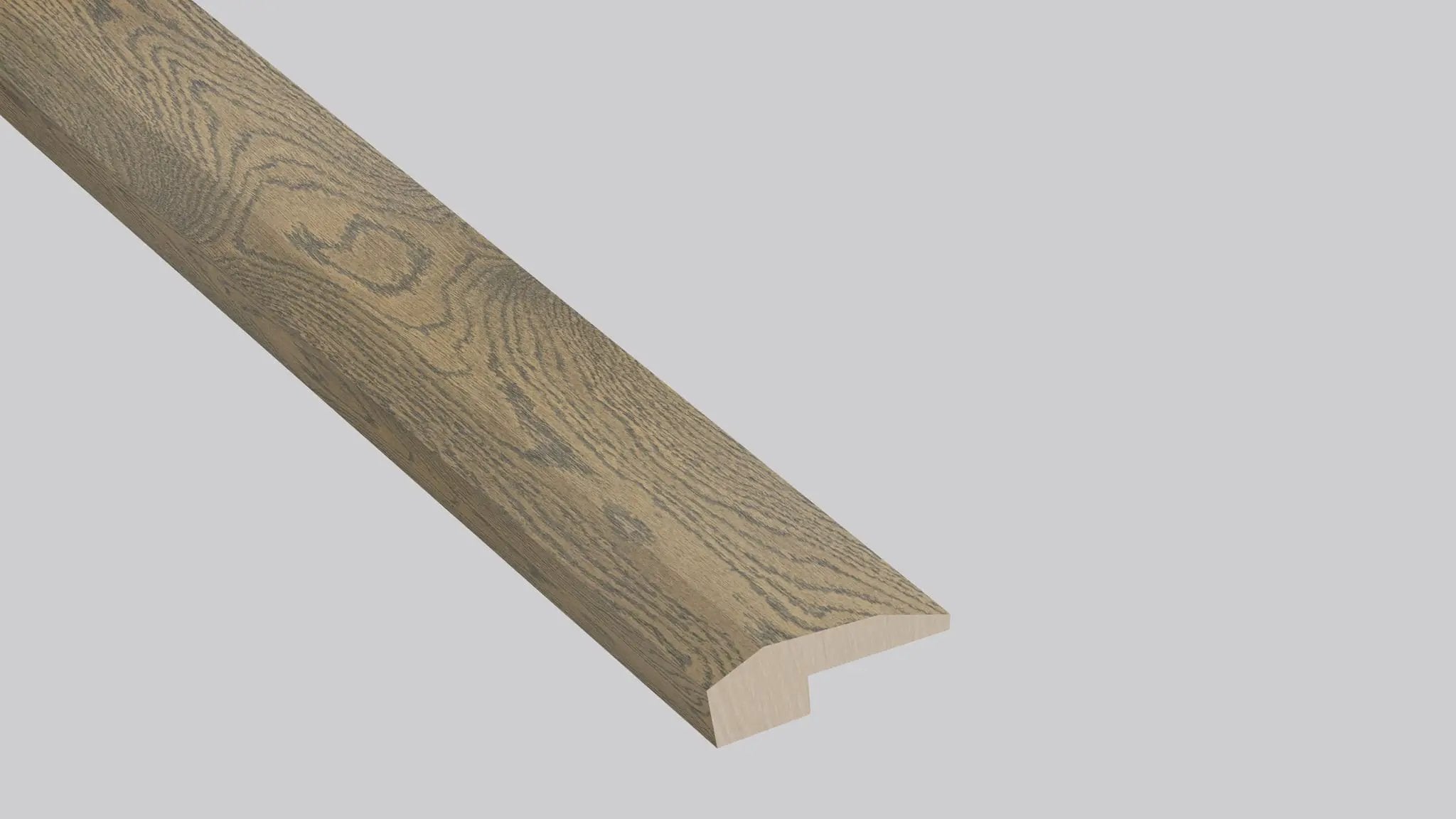 Woodhills Chestnut Heights Oak Wood Semi Gloss End Cap Look Moldings 1.5x0.52 close up
