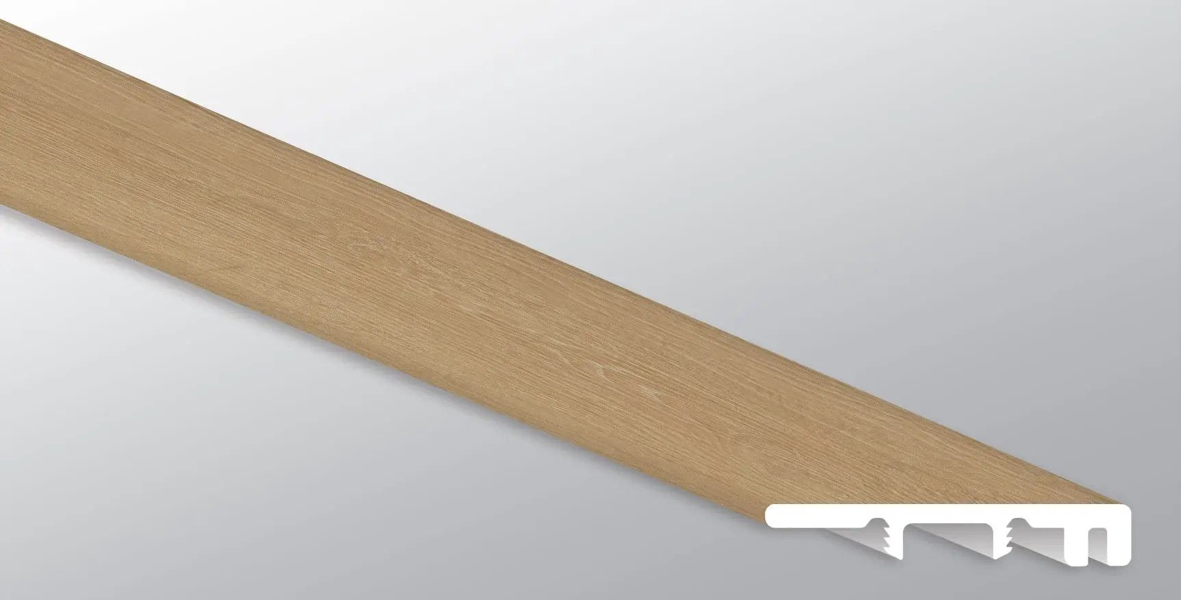 Laurel Coastal Cottage Semi Gloss End Cap Wood Look Lvt Moldings 1.5x0.25 close up