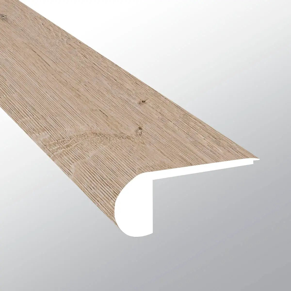 Andover Daria Umber Semi Gloss Flush Stair Nose Wood Look Lvt Moldings 2.75x0.75 close up