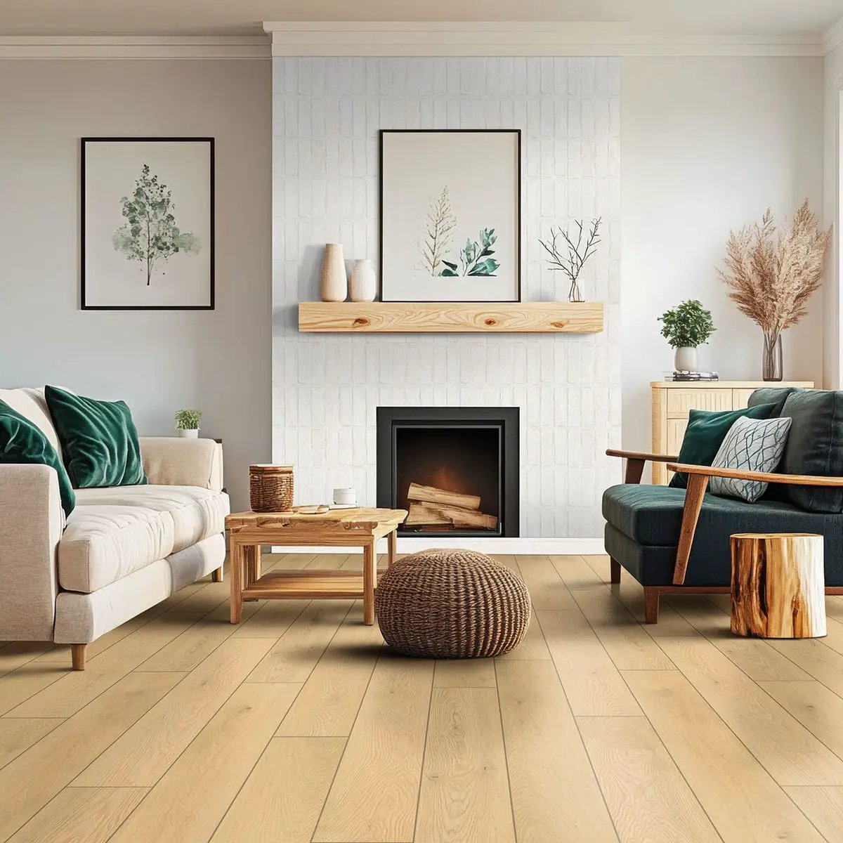Smithcliffs Doverville Semi Gloss End Cap Wood Look Rigid Core Moldings in a finished room