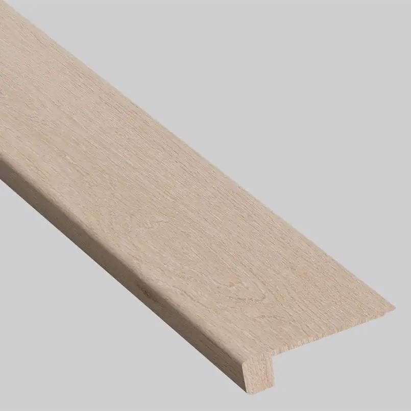 Smithcliffs Driftway Semi Gloss Flush Stair Nose End Cap Wood Look Rigid Core Moldings 4.53x0.94 close up