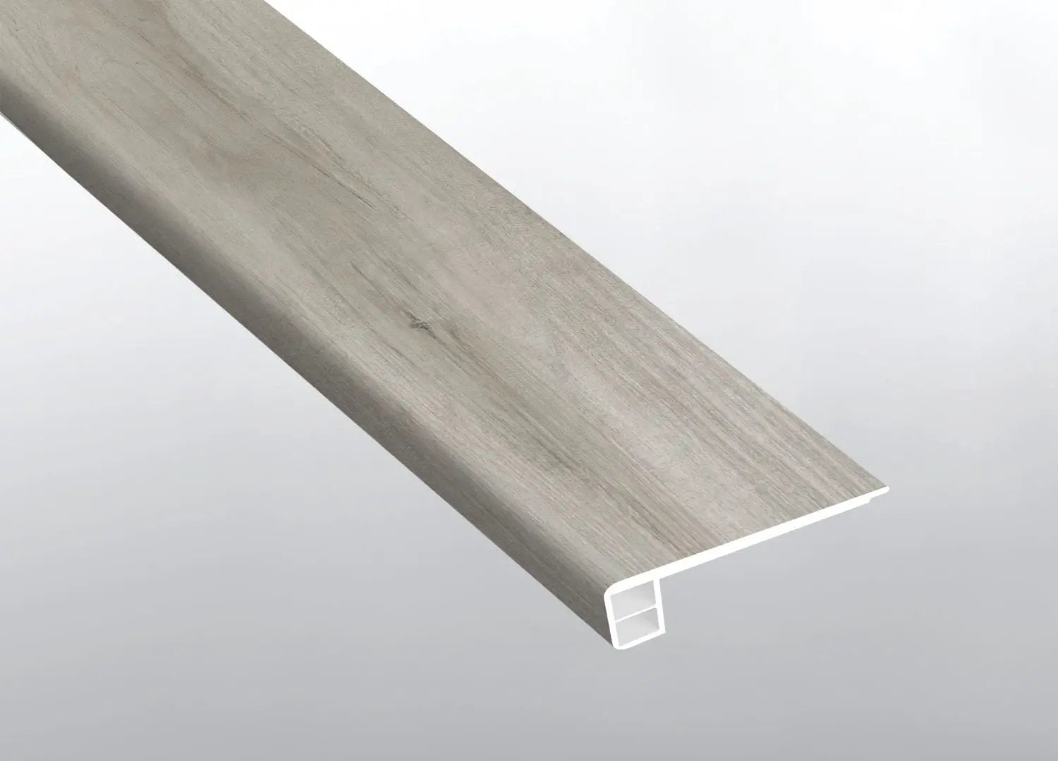 Cyrus Dunite Oak Semi Gloss Flush Stair Nose End Cap Wood Look Lvt Moldings 2.75x0.75 close up