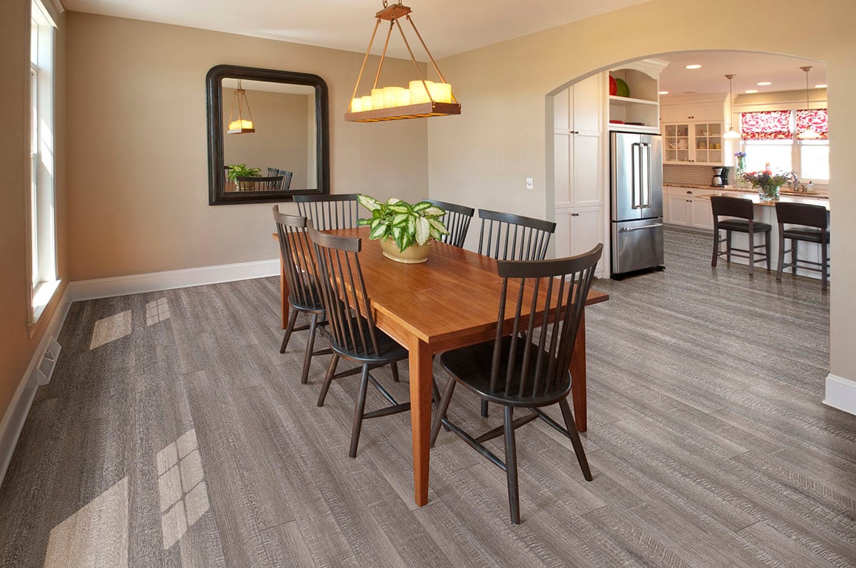 Smithcliffs Emridge Semi Gloss T Molding Wood Look Rigid Core Moldings 1.77x0.28 in a finished room