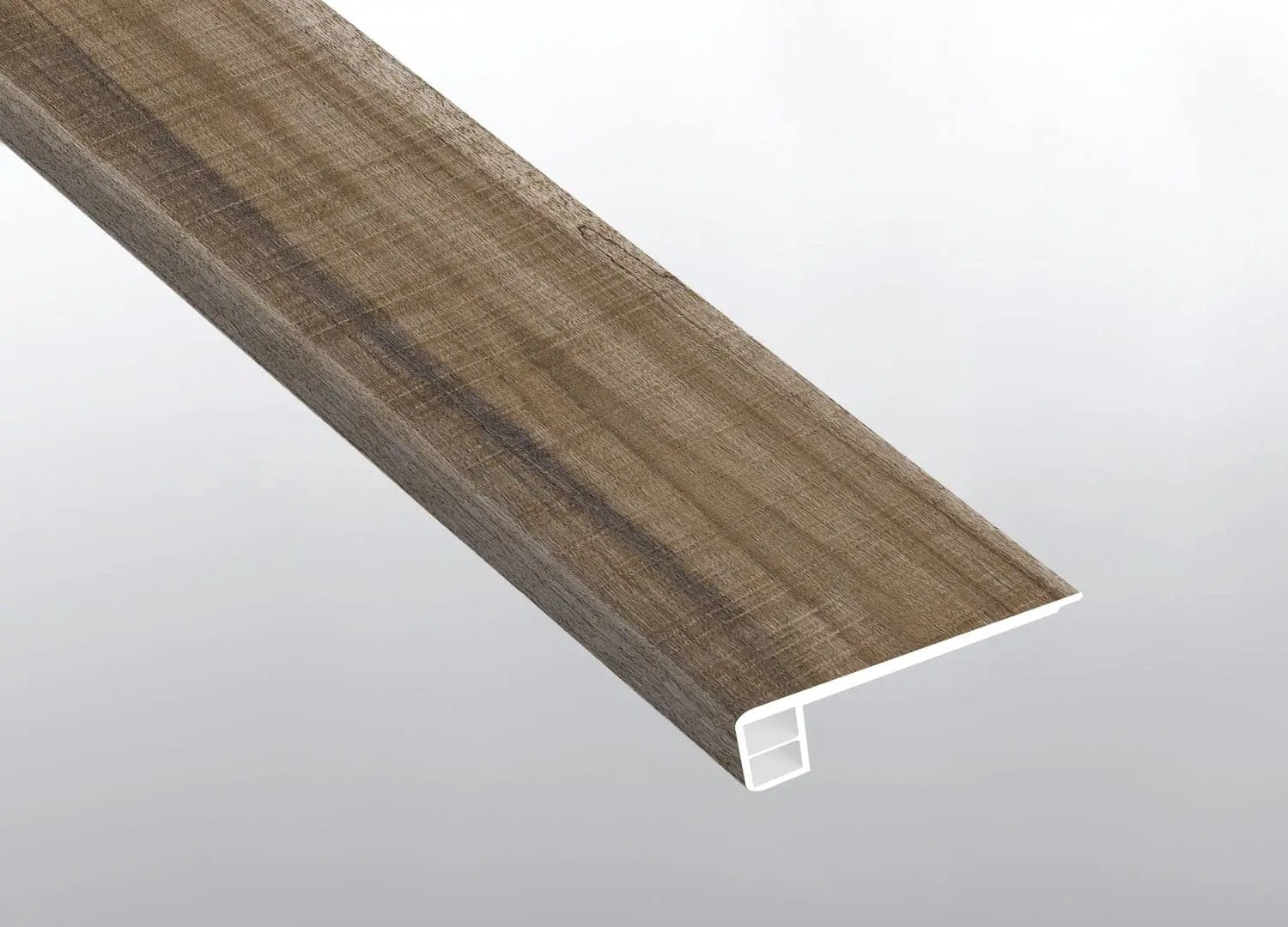 Cyrus Exotika Semi Gloss Flush Stair Nose End Cap Wood Look Lvt Moldings 2.75x0.75 close up
