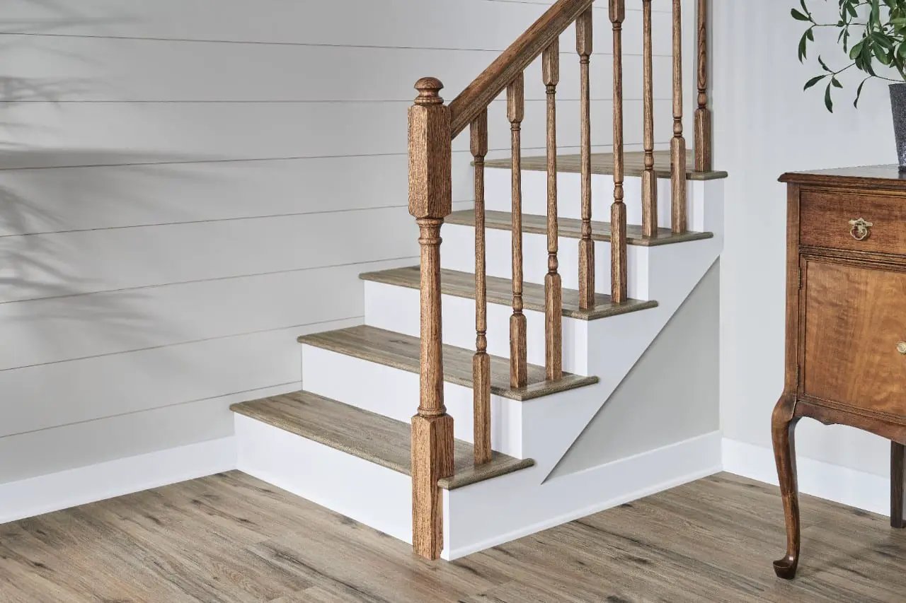 Cyrus Fauna Semi Gloss End Cap Wood Look Lvt Moldings 1.5x0.25 in a finished room