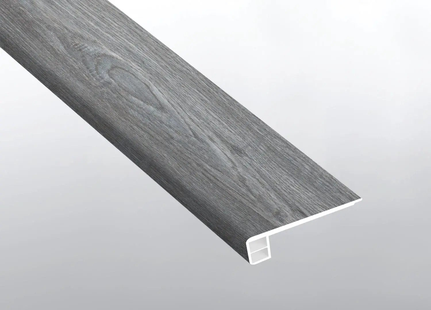 Cyrus Finely Semi Gloss Flush Stair Nose End Cap Wood Look Lvt Moldings 2.75x0.75 close up