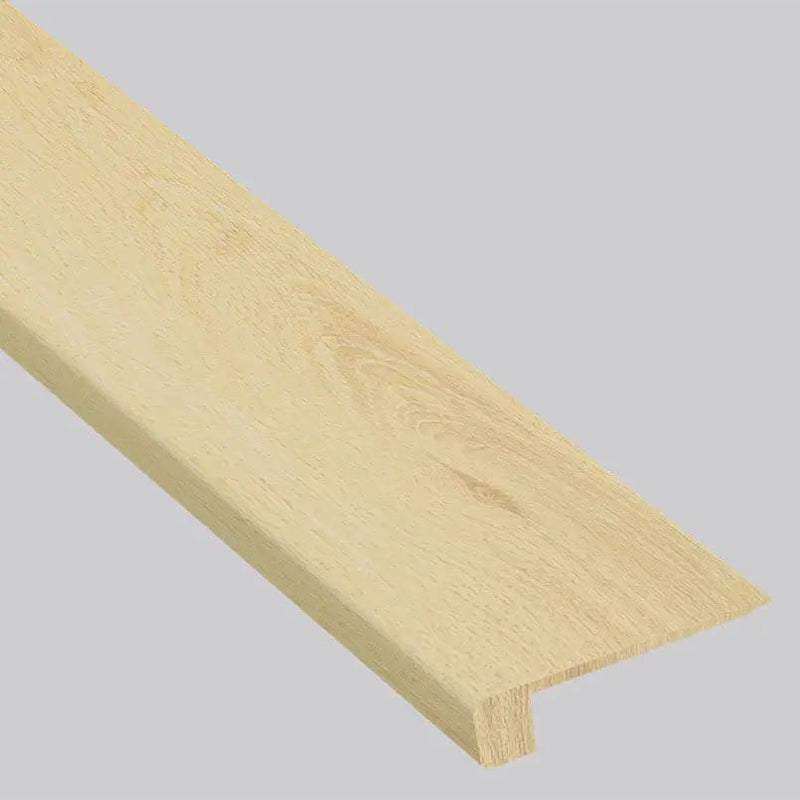 Smithcliffs Glenbury Oak Semi Gloss Flush Stair Nose End Cap Wood Look Rigid Core Moldings 4.53x0.94 close up