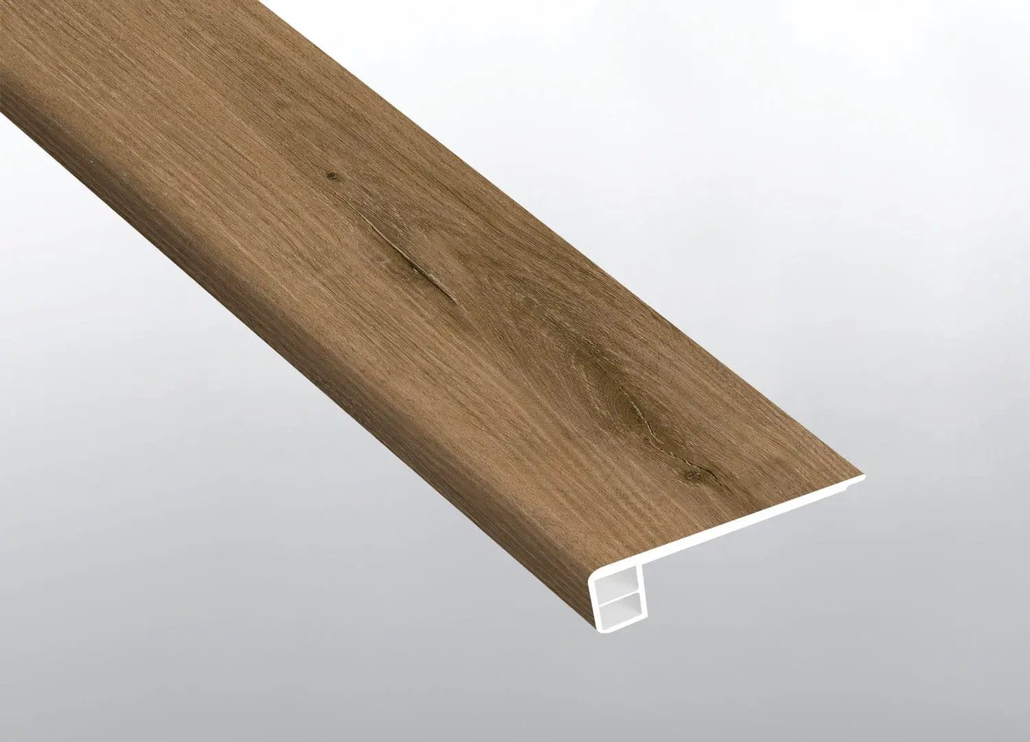 Andover Hatfield Semi Gloss Flush Stair Nose End Cap Wood Look Lvt Moldings 2.75x0.75 close up