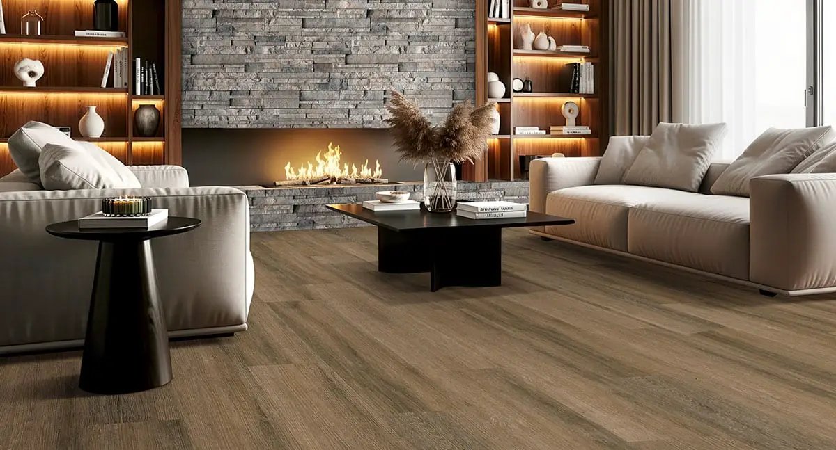 Laurel Hatboro Hills Semi Gloss Wood Look Lvt Moldings 12x1.25 0.18 inch in a finished room
