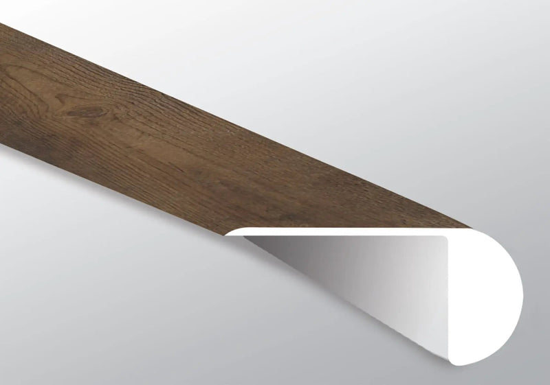 Cyrus Hawthorne Semi Gloss Overlap Stair Nose Wood Look Lvt Moldings 2.23x1.03 close up