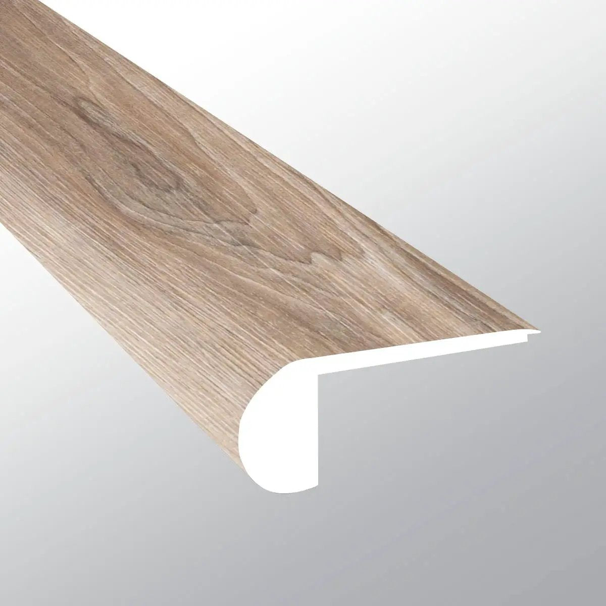 Andover Highcliffe Greige Semi Gloss Flush Stair Nose Wood Look Lvt Moldings 2.75x0.75 close up