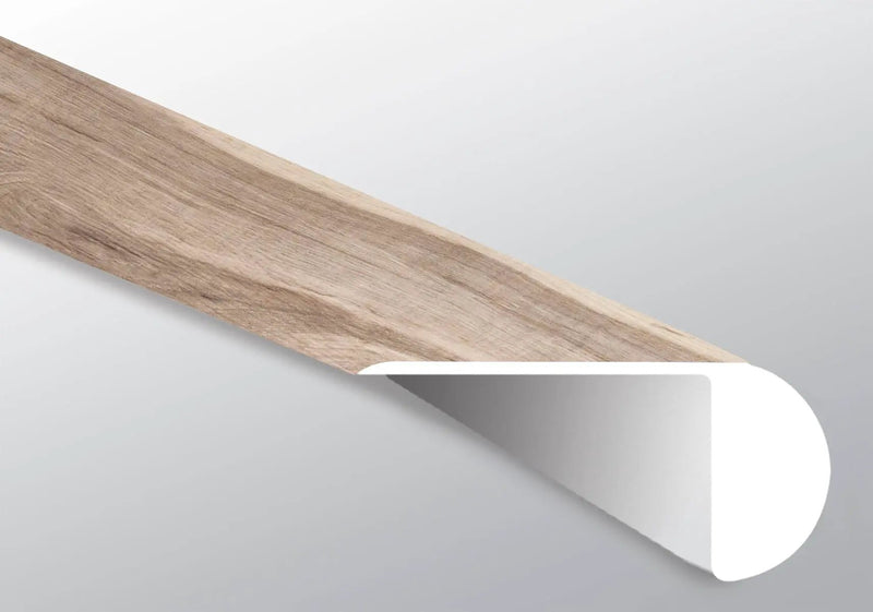 Andover Highcliffe Greige Semi Gloss Overlap Stair Nose Wood Look Lvt Moldings 2.23x1.03 close up