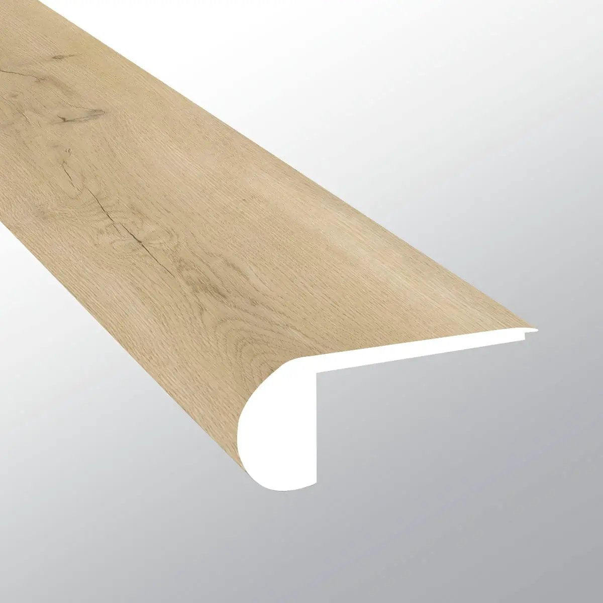 Laurel Honey Hollow Semi Gloss Flush Stair Nose Wood Look Lvt Moldings 2.75x0.75 close up