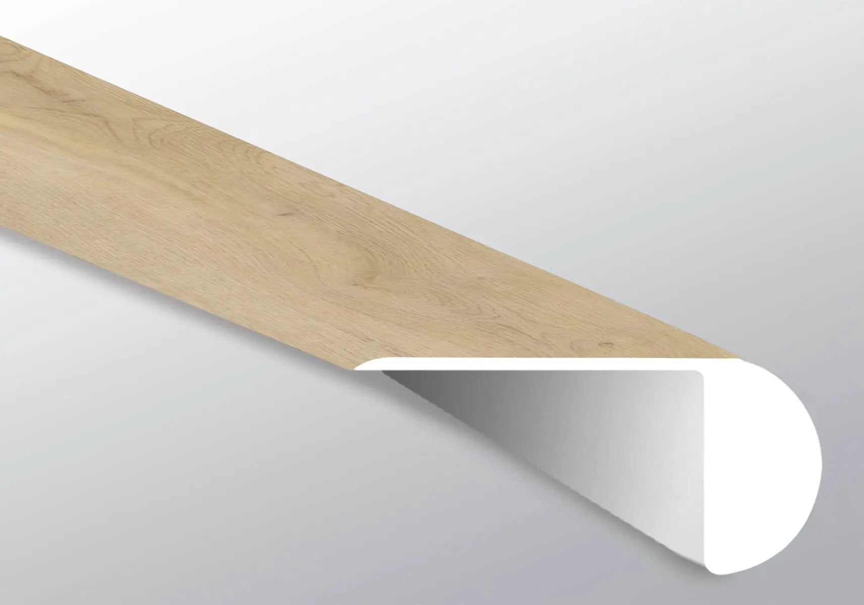 Laurel Honey Hollow Semi Gloss Overlap Stair Nose Wood Look Lvt Moldings 2.23x1.03 close up
