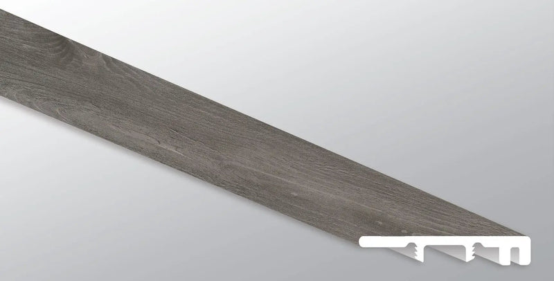 Glenridge Woodrift Gray Semi Gloss End Cap Wood Look Lvt Moldings 1.5x0.25 close up