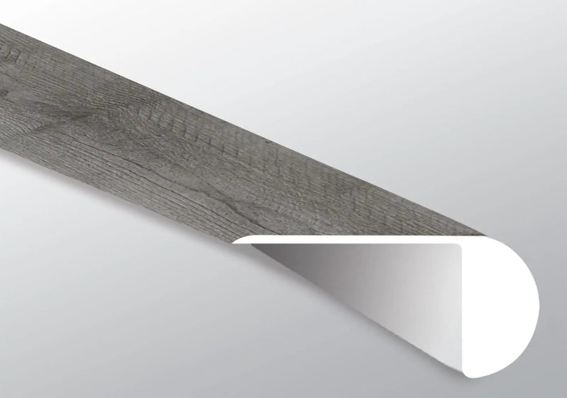 Glenridge Woodrift Gray Semi Gloss Overlap Stair Nose Wood Look Lvt Moldings 2.23x1.03 close up