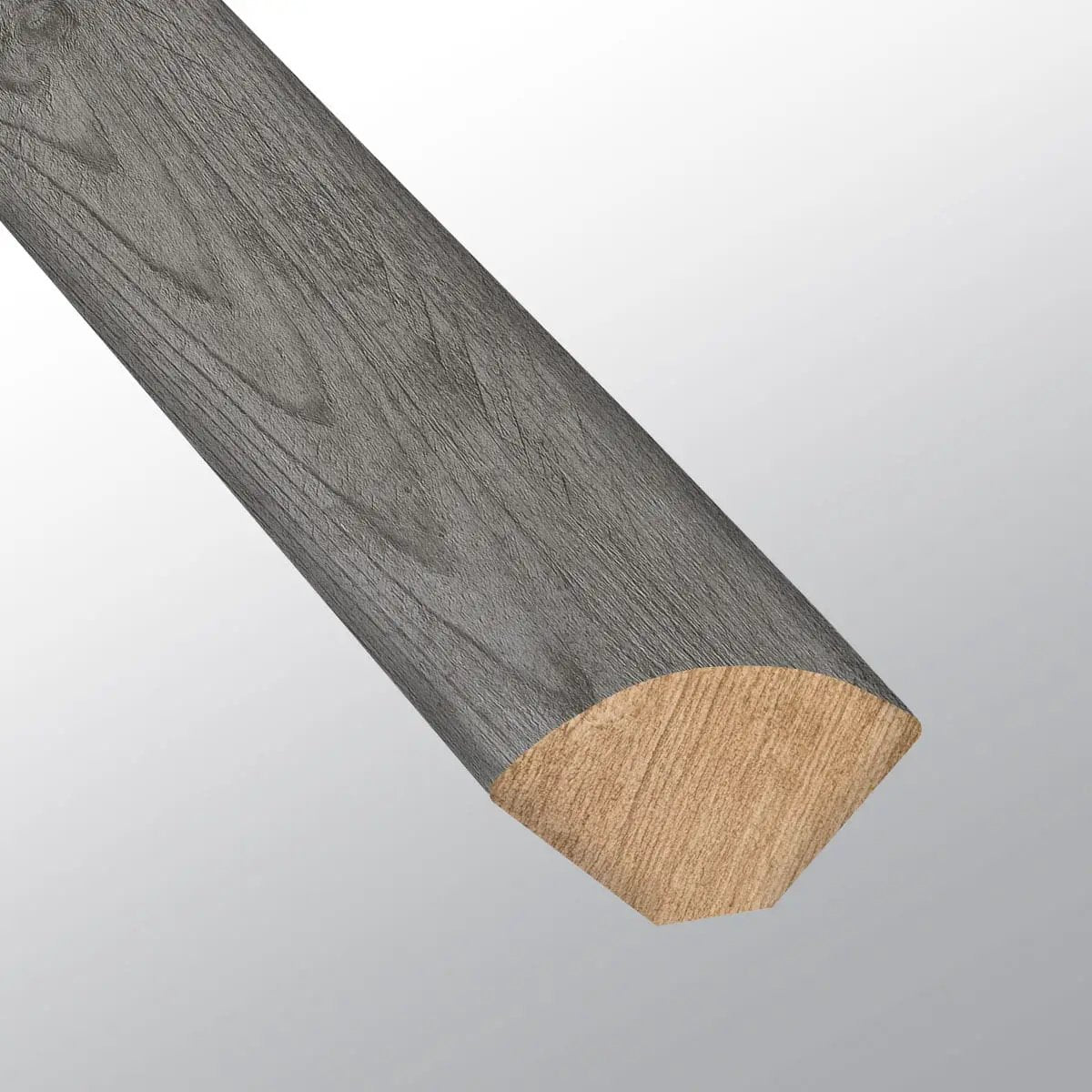 Glenridge Woodrift Gray Semi Gloss Quarter Round Wood Look Lvt Moldings 0.64x0.75 close up