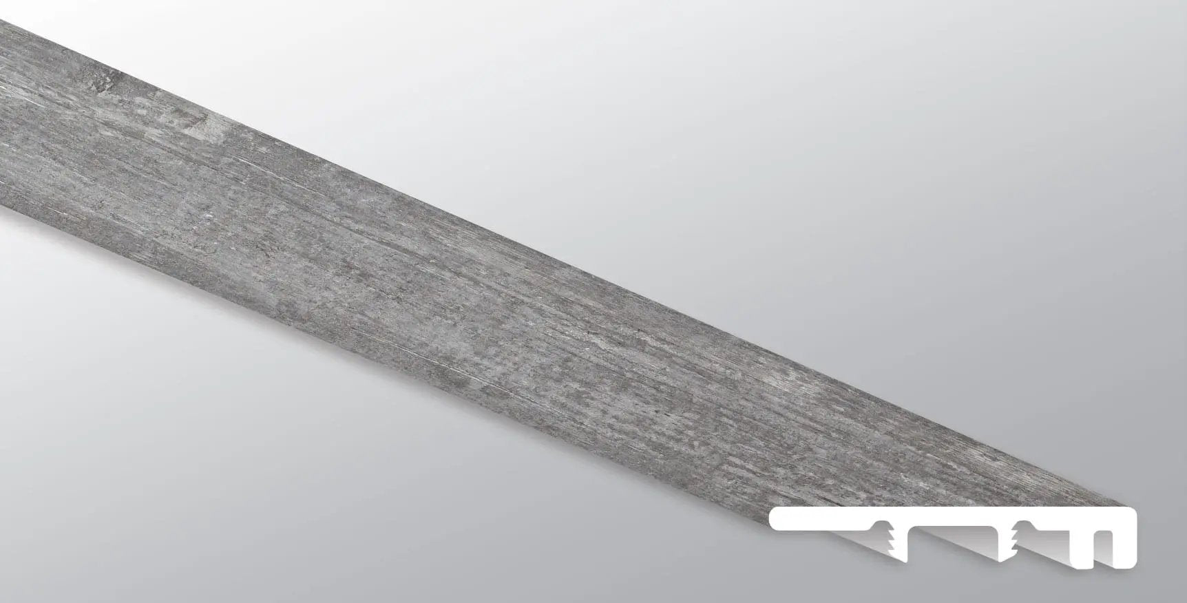 Andover Kingsdown Gray Semi Gloss End Cap Wood Look Lvt Moldings 1.5x0.25 close up