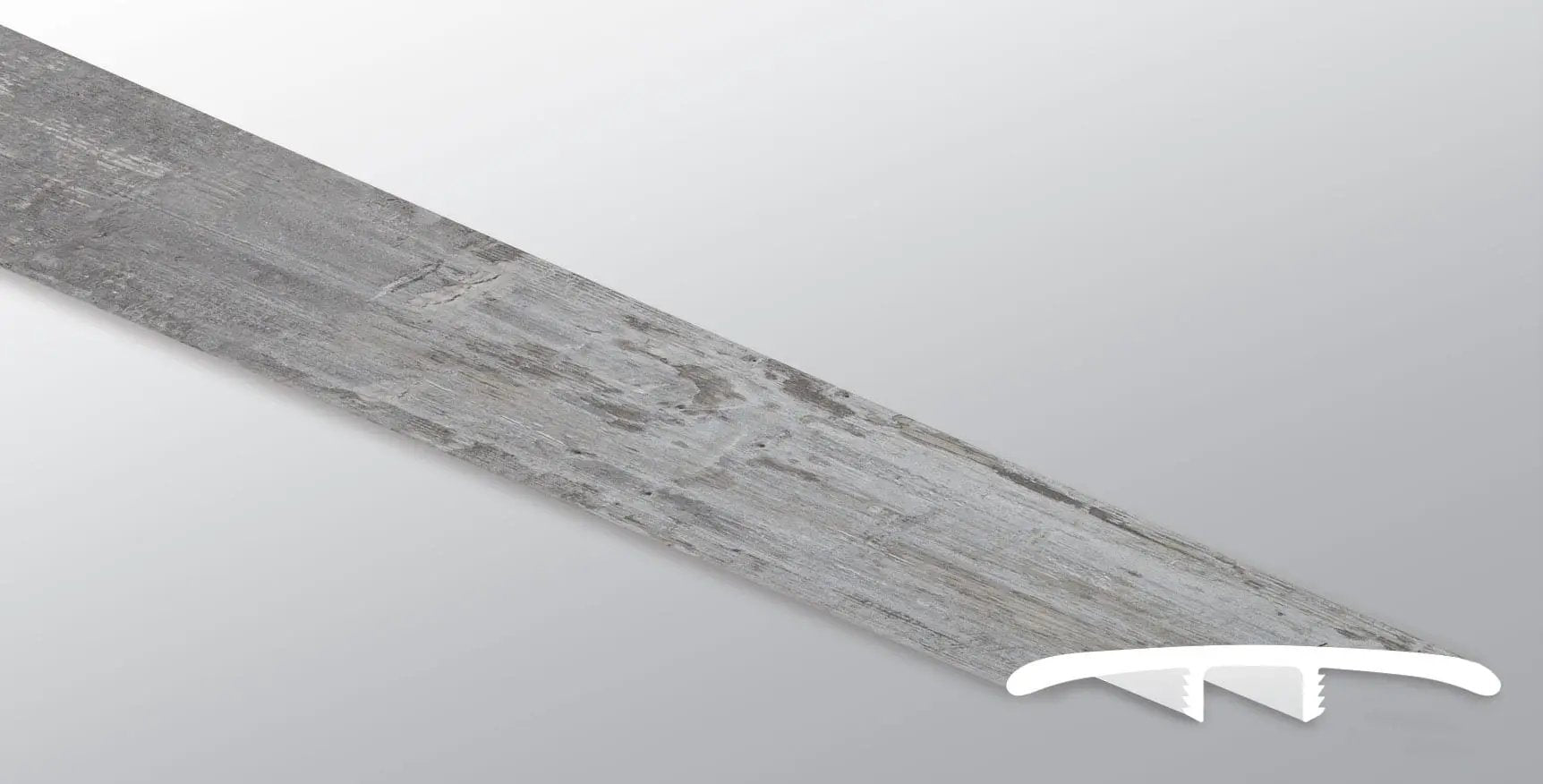 Andover Kingsdown Gray Semi Gloss T Molding Wood Look Lvt Moldings 1.77x0.28 close up