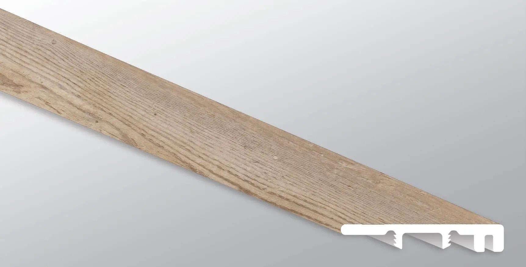 Glenridge Lime Washed Oak Semi Gloss End Cap Wood Look Lvt Moldings 1.5x0.25 close up