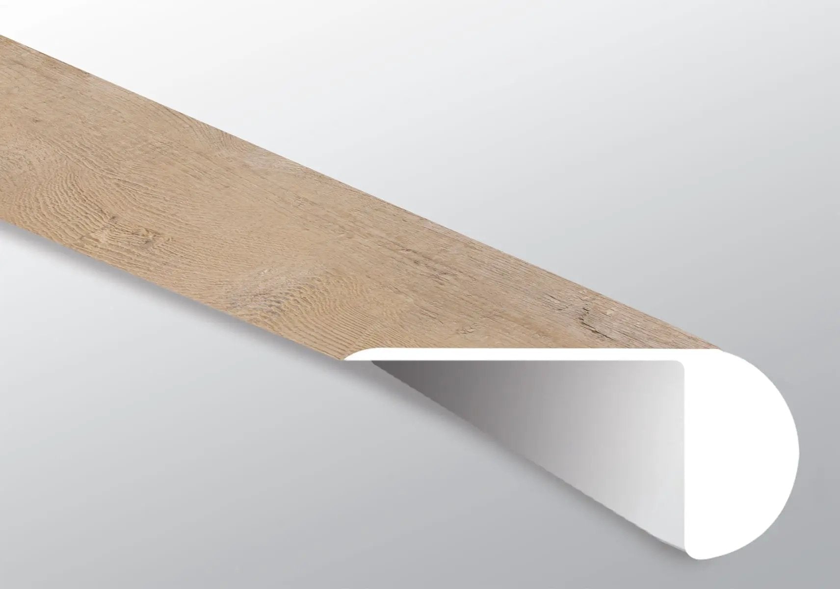 Glenridge Lime Washed Oak Semi Gloss Overlap Stair Nose Wood Look Lvt Moldings 2.23x1.03 close up