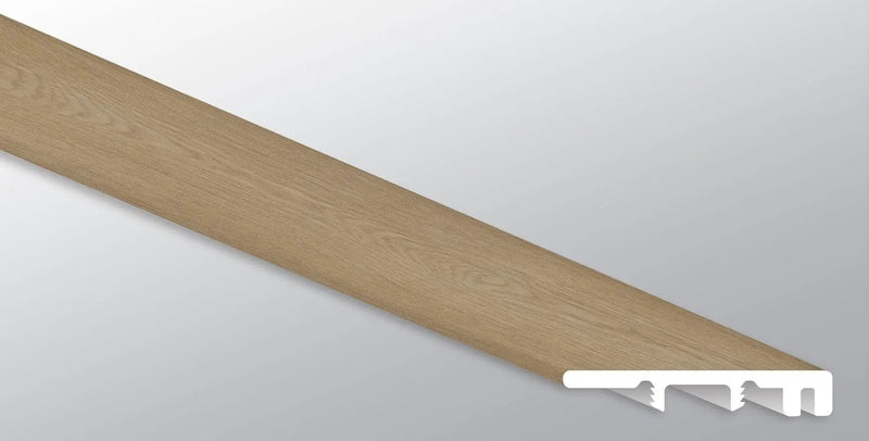 Laurel Linen Loggia Semi Gloss End Cap Wood Look Lvt Moldings 1.5x0.25 close up
