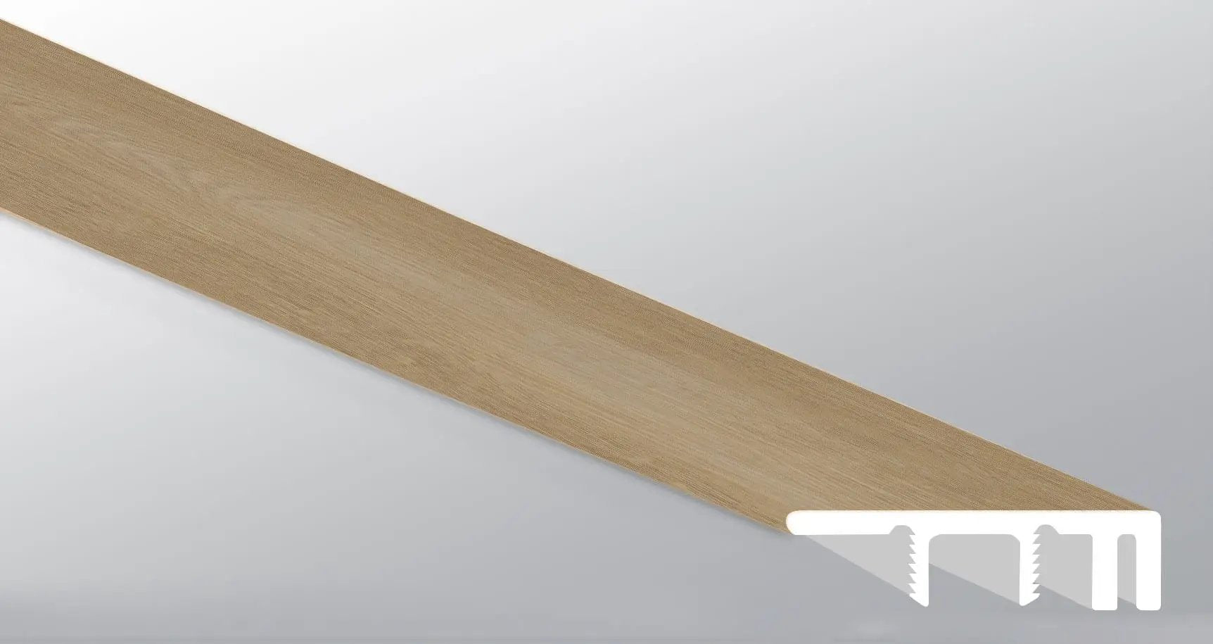 Laurel Linen Loggia Semi Gloss Wood Look Lvt Moldings 1.5x0.529 close up