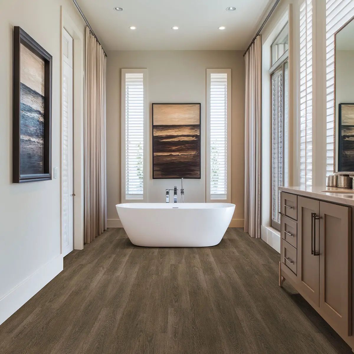 Acclima Louis Hill Semi Gloss Wood Look Lvt Moldings 12x1.25 in a finished room