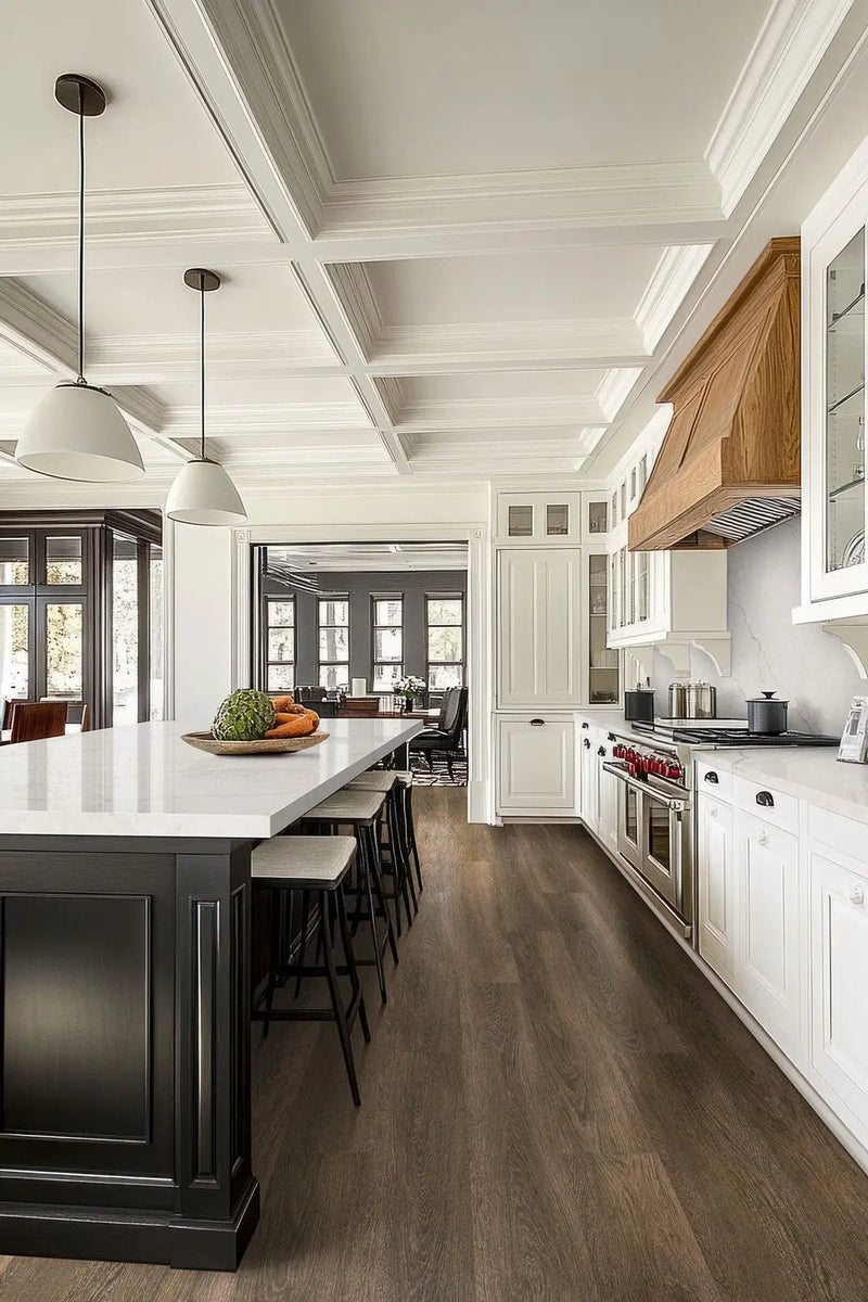 Acclima Louis Hill Semi Gloss End Cap Wood Look Lvt Moldings 1.5x0.25 in a finished room
