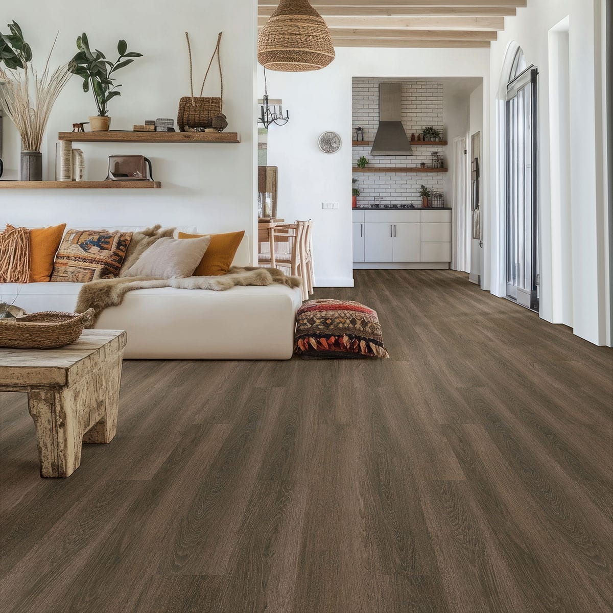 Acclima Louis Hill Semi Gloss Quarter Round Wood Look Lvt Moldings 0.64x0.75 in a finished room
