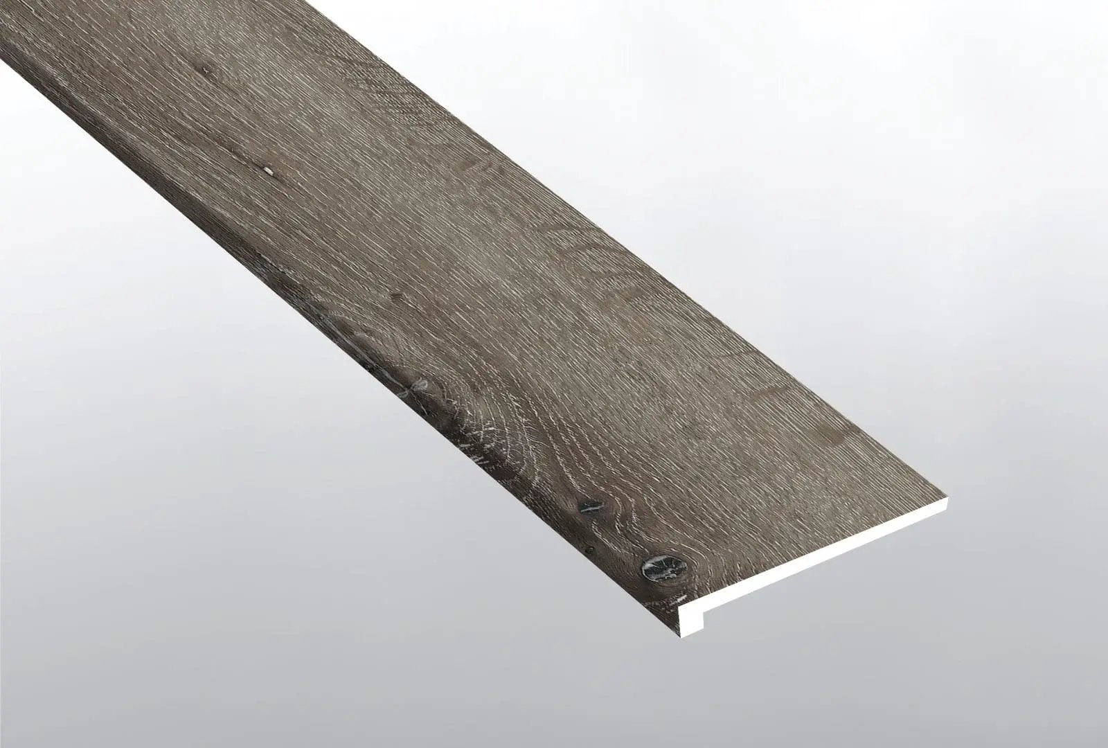 Glenridge Charcoal Oak Semi Gloss Wood Look Lvt Moldings 12x1.25 close up