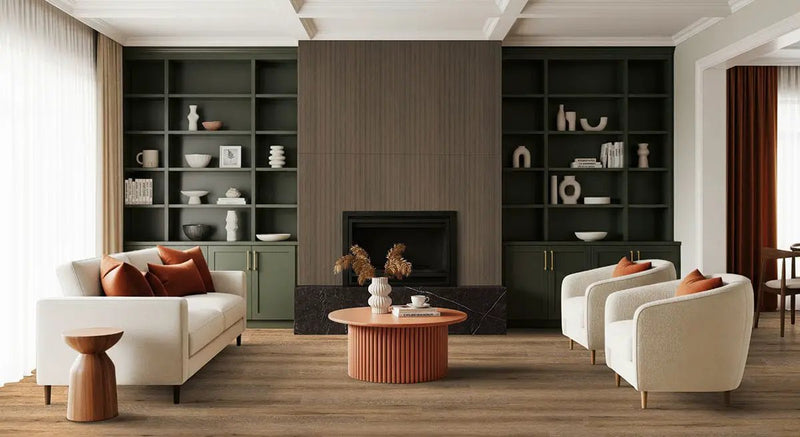 Xl Studio Malden Semi Gloss Wood Look Lvt Moldings 1.5x0.25 in a finished room
